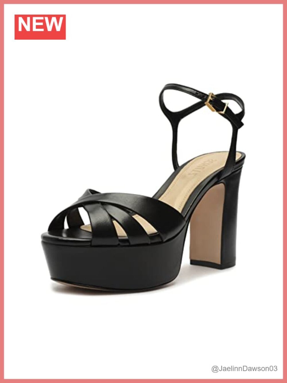 Platform Heels 4in Chunky Heel Ankle Strap Leather